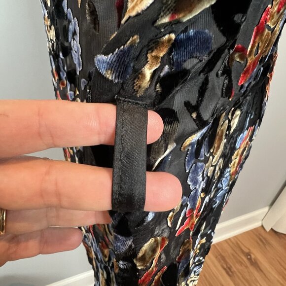 Winter Kate Velvet Burnout Tunic Dress Size Small Sheer Black Navy No Belt - Picture 5 of 11